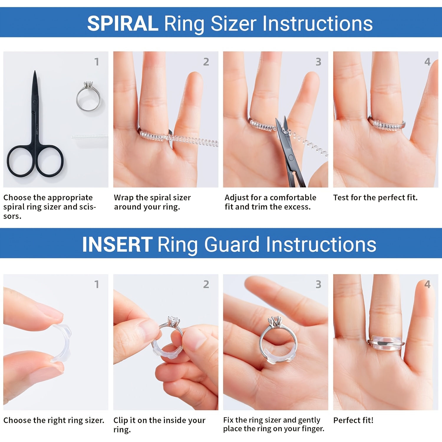 92pcs Ring Sizer Adjuster Set, Spiral Coils & Ring Guards